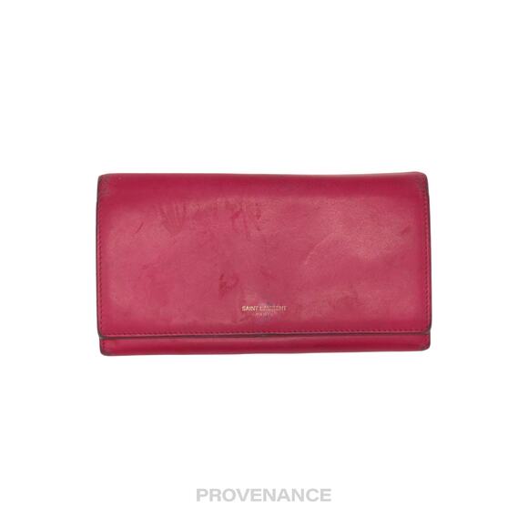 🔴 Saint Laurent Paris SLP Long Wallet - Pink Leather - Picture 1 of 10